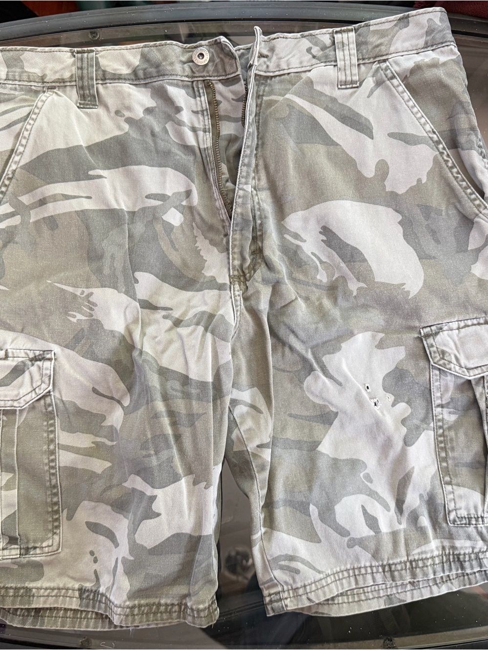 Men's Camo Cargo Shorts - Light Gray & Khaki